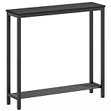 YATINEY Narrow Console Table, 2-Tier Small Sofa Table, 29.5' Thin Entryway Behind Couch Table with Shelves, Industrial Hallway Table, for Living Room, Foyer, Black CT03BB