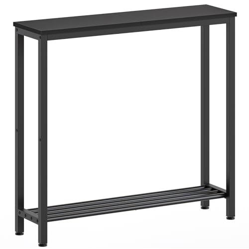 YATINEY Narrow Console Table, 2-Tier Small Sofa Table, 29.5' Thin Entryway Behind Couch Table with...