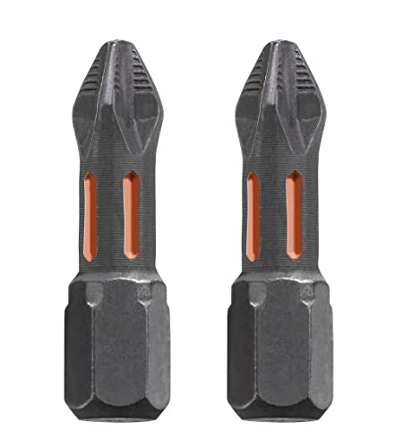 kwb 2 x 25mm PH2 Torsion Bits, TQ 60 Steel, Mega-Grip Ribs, ISO 1173 Drive C6.3, L: 25 Mm
