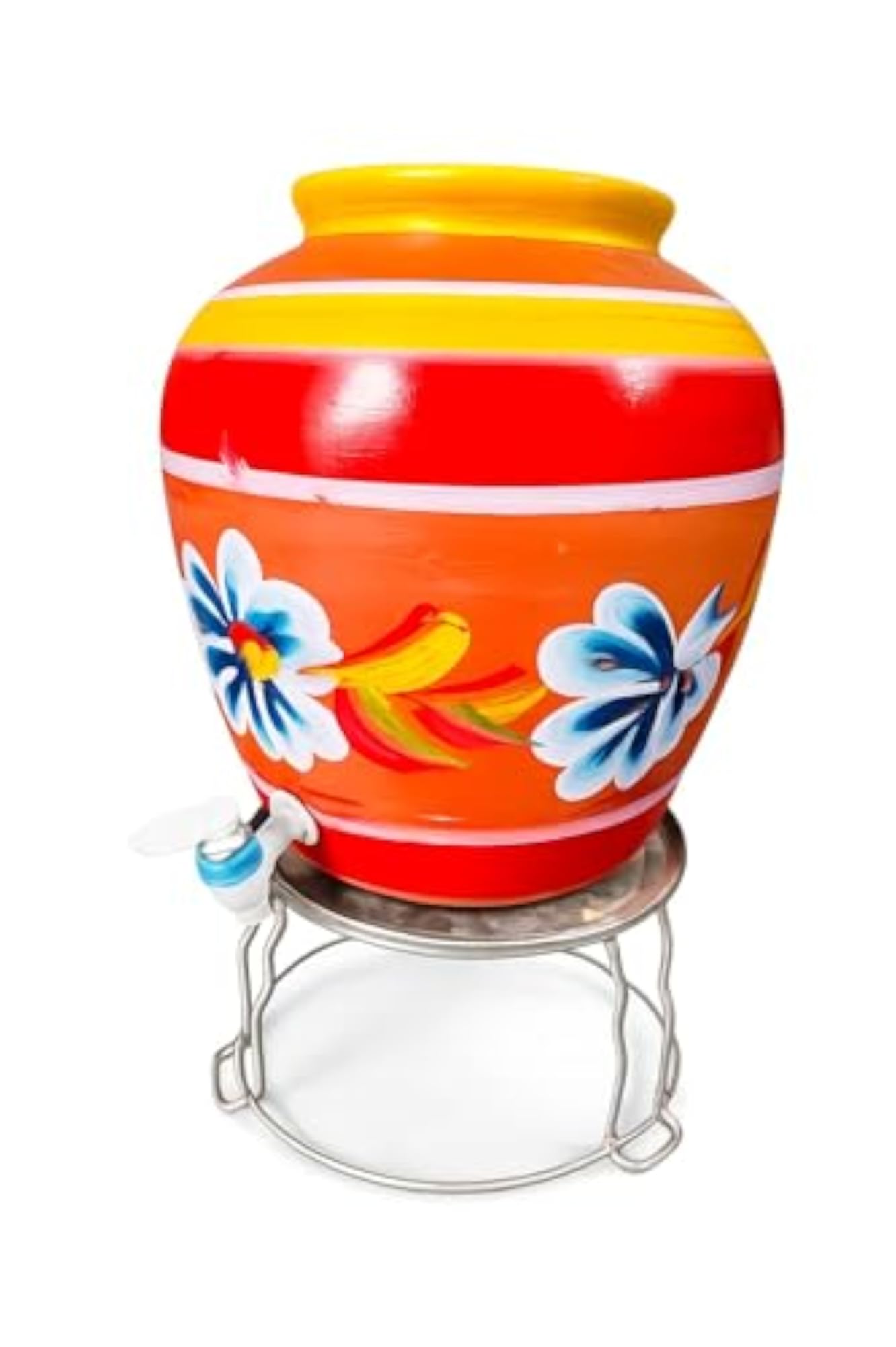 Terracotta Clay Water Pot, 20 Litres Earthenware Pot with Lid