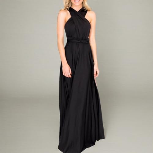 Image of Women Transformer Hi Low Evening Long Prom Dress Halter Convertible Multi Way Spaghetti Strap Wedding Cocktail Maxi Gown