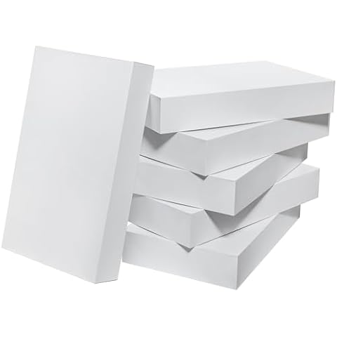 Mefleet 24x14x4 Inches Extra Large Gift Boxes with Lids 6 Pack Deep Coat Boxes Clothes Robe Blanket Sweater Box for Christmas Presents, Holidays, Birthday Gift Wrapping White Cover