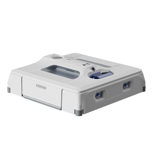 HUTT A1 Fensterputzroboter mit 4-Fach Sprühsystem (150ml Tank, 6000Pa Saugleistung, Kanten- und Hinderniserkennung, Für Glas, Fliesen, Wintergärten, Spiegel etc, Sicherungsseil, 3X Reinigungstuch)