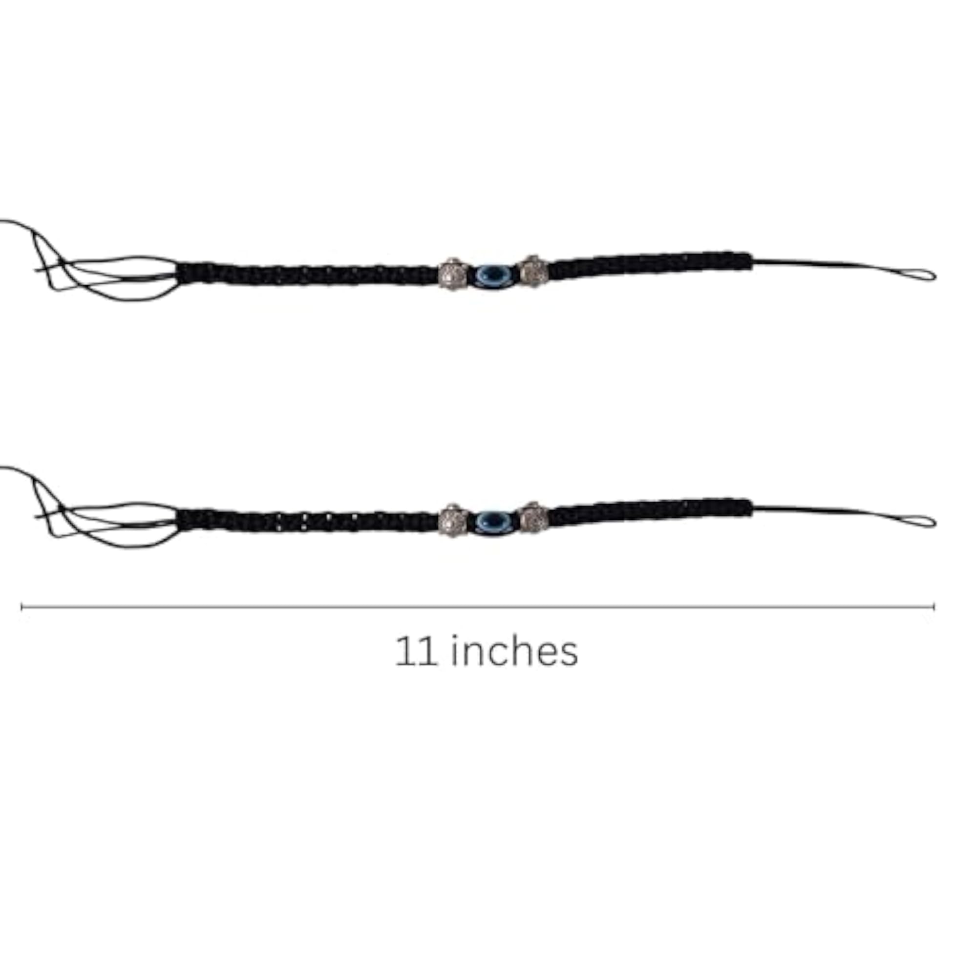 Evil Eye Nazar Adjustable Thread Bracelet with Metal Beads