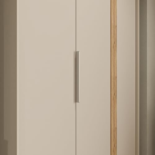 Forte WEXLIN Kleiderschrank 120 130, moderner Kleiderschrank, 2 Drehtüren, Kinder- und Jugendzimmer, Holzwerkstoff, Kaschmir|Beige|Mauvella Eiche Holzdekor, 126,3 cm breit x 193,7 cm hoch x 60 cm tief