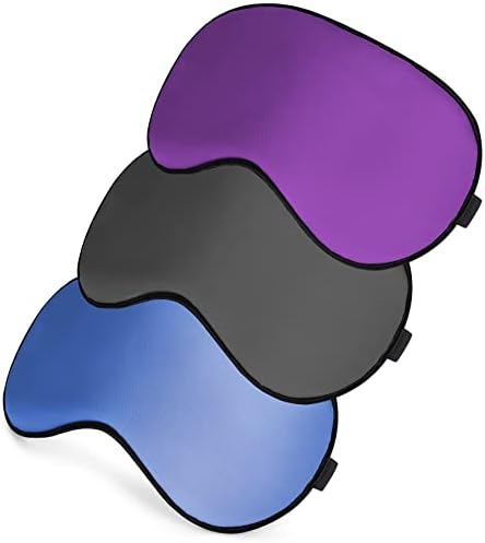Sleep Mask, Super Soft Eye Masks with Adjustable Strap, Lightweight Comfortable Blindfold, Perfect Blocks Light for Men Women(Black, Dark Blue, Dark Purple)