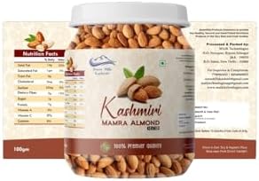 Snow Hills Kashmir Mamra Almonds Without Shell | 100% Natural & Organic Sourced Kashmiri Badam | Organic Raw Almonds Badam Dry Fruit, High Protien Snack and Super Healthy Nuts for Gift Favors- 250 Gram (0.56 lb)