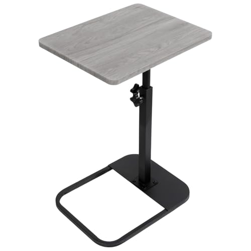 Shilanmei サイドテーブル 昇降式 360度回転 高さ調節可能 45?80cm コの字型 ベッド横 テーブル 木目調天板 小物置き ベッドサイド ナイトテーブル 一人暮らし 食卓 小型 組立簡単 (グレー)