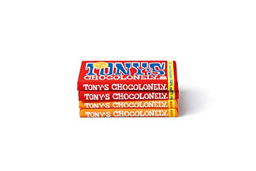 Tony's Chocolonely Milk Chocolate Bar Variety Pack, Fair Trade Chocolate, 32% Milk Chocolate and 32% Milk Chocolate Caramel Sea Salt, 6.35 oz, 4 Pack