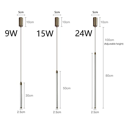 Lámpara de suspensión cilíndrica de aluminio negro con luz led fría de 6000K y longitud de 80 cm 3