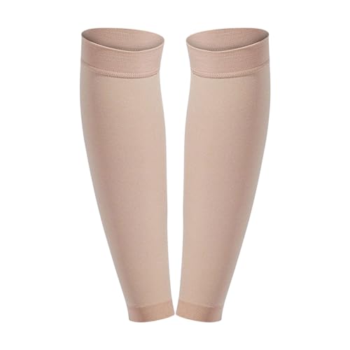 Talle Alto Negro Compresión de pantorrilla para hombres y mujeres, 1 par de calcetines de compresión sin pies para férula de apoyo de las piernas, hinchazón de las venas varicosas, Técnica Niño, beige