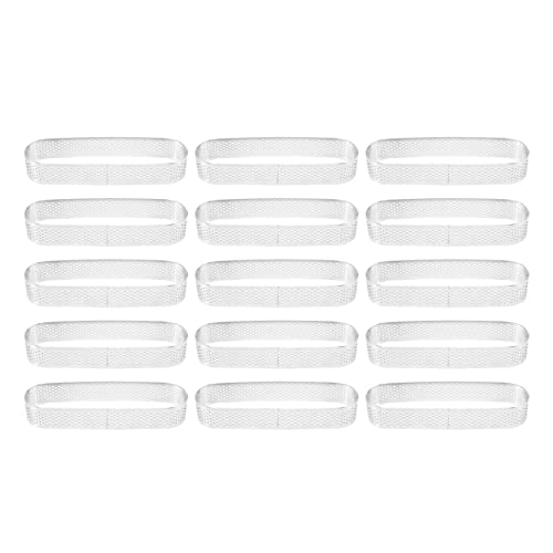 Lizusidtsy 15Pcs Oval Tartlet Molds Perforated Tart Molds for Baking Stainless Steel Round Form Ring for Tart Mousse Pies Quiche