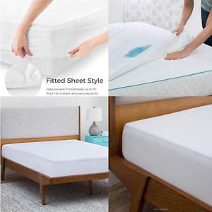 Linenwala Mattress Protector With 24" Deep Pocket Fitted Sheet Style 100% Waterproof, Hypoallergenic, Breathable, Noiseless, No Crinkling, Allergy &Vinyl Free King, White Solid #TOP3