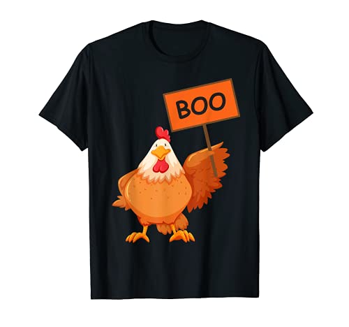 Divertido cartel de pollo de Halloween con no miedo Boo Camiseta