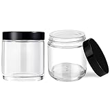 4 oz Glass Jars with Lids, Tecohouse Clear Glass Jars with Black Lids & Inner Liners, Mini Travel Sample Containers for Slime, Makeup, Cream, Lotion, Cosmetic - 2 pack