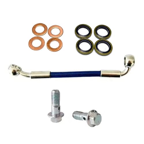 Conducto de freno de acero inoxidable trenzado azul con acabado profesional