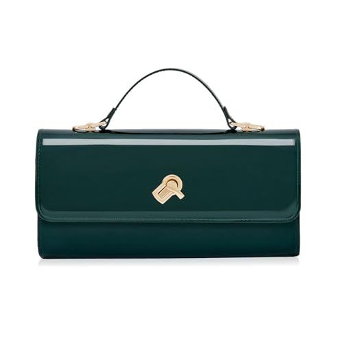 Image of BRYCTSISEN Women Metallic PU Leather Evening Clutch Purse Handbag Crossbody Shoulder Bag Square Box Bag Chic Handbag