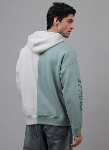 Image of Free Authority Official Naruto & Sasuke Anime Printed Off White & Green Oversized Hoodie for Men
