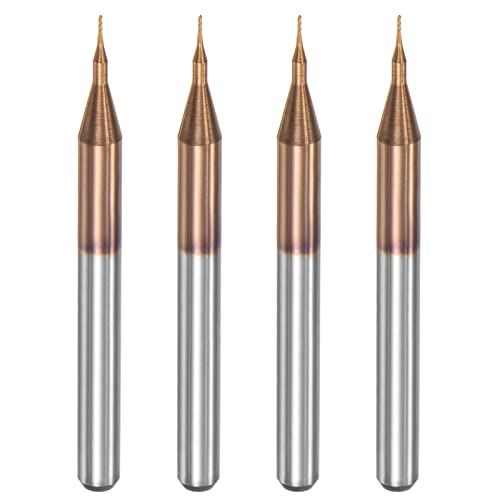 Image of uxcell End Mill CNC Router Bits, 1 /8 inch 3.175mm Shank 0.3mm x 1.5mm Titanium Coated Tungsten Carbide Engraving Milling Cutter for PCB Plastic Fiber Wood 4pcs