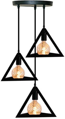 LEDSone Modern 3 Way Hanging Pendant Lighting, E27 Adjustable Ceiling Cluster 3 Light Fitting,Metal Triangle Light Shade Lamp Pendant Lights for The Living Room, Club, Bar, site of Coffee (Triangle)