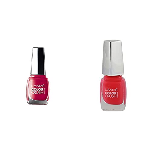 Image of Lakme True Wear Color Crush Nail Color, Red 24, 9ml & Lakme True Wear Color Crush Nail Color, Pink 21, 9ml