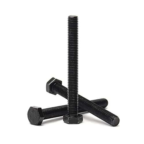 MroMax 3Pcs M10 x 90mm Hex Head Screw Bolt, Carbon Steel Grade 8.8, Black Oxide Finish, Full Thread, Hexagon Head Bolts for Furniture Repair