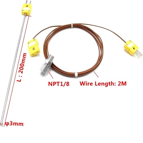 Termopar tipo K resistente a 1100 ℃ con cable conductor de 2M para maquinaria industrial 3