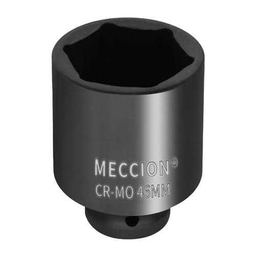 Meccion 1/2 Inch Drive Impact Socket 46mm Metric 6 Point Cr-Mo Deep Impact Socket 78mm Length