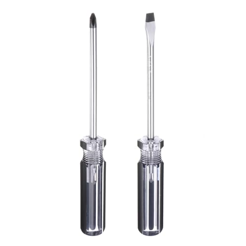 Image of sourcing map 2pcs Magnetic Phillips Slotted Screwdriver 6x100mm Rod PH2 Cross Head 6.5mm Flat Head Screw Driver with Non-Slip Handle for Appliances Repair Improvement, Black