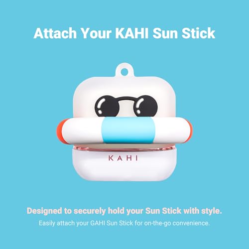 KAHI Airy Sun Stick Keyring - Waterproof Silicone Keychain Holder Broad Spectrum SPF 50+ PA++++ Korean Face Sunscreen Stick - Cute Bag Charm Carrying Case Travel Accessories (Tube)