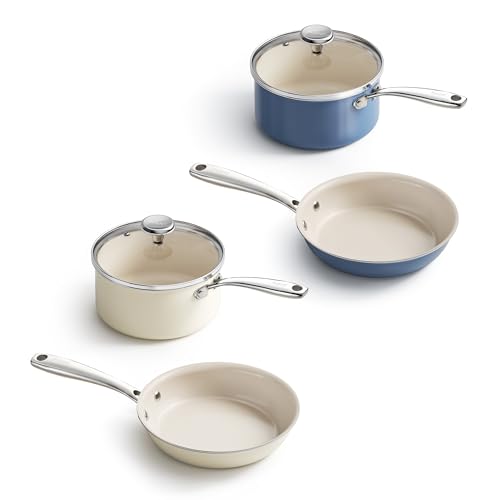 Redchef Nonstick Mini Cookware Set, 8"Ceramic Fry Pan 2.5Qt Saucepan with Lid, Pots and Pans Set, Saucepan Frying Pan Set Induction Compatible, Oven D