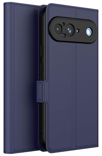 Image of Kapa Noble Slim Magnetic Leather Flip Case Cover for Google Pixel 9 | Card Holder Stand Flip Wallet Case (Blue)