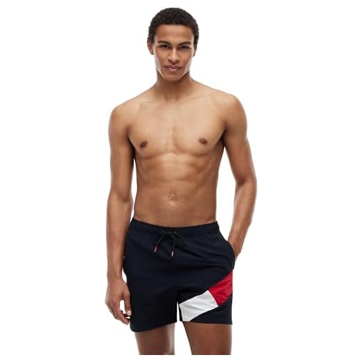 Tommy Hilfiger Men's SF MEDIUM Drawstring Swim Trunks, Desert Sky, M