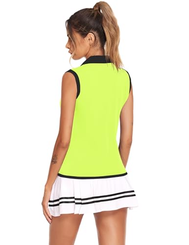 Image of COOrun Women's Golf Polo T Shirts Lightweight Moisture Wicking Sleeveless Shirt Quick Dry Zipper Tank Top