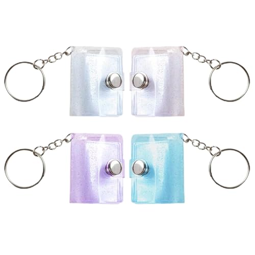 4pcs Mini Scrapbook Keychains - 2 Inch Clear Pocket Photo Album Keyrings | Compact Photocard Holders for ID, Cards & Memories (Portable & Durable Design)