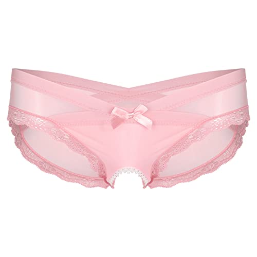 YiZYiF Sissy Men's Lace Hollow Out Pouch Panties Sheer Lingerie Low Rise Cross-Dresser Underwear