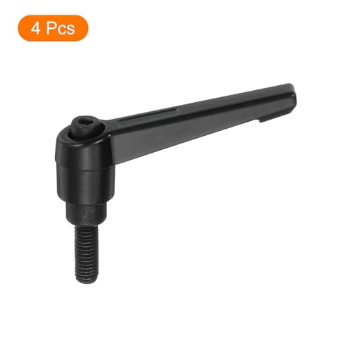 Image of uxcell 4Pcs M6 x 16mm Adjustable Knobs Handle Male Thread Push Button Ratchet Quick Release Locking Rotating Bolt for Lathe Machinery, Black