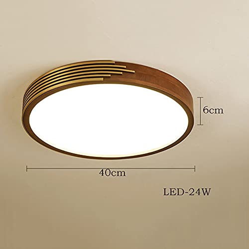 Plafonnier LED rond en noyer 40cm à intensité variable avec télécommande