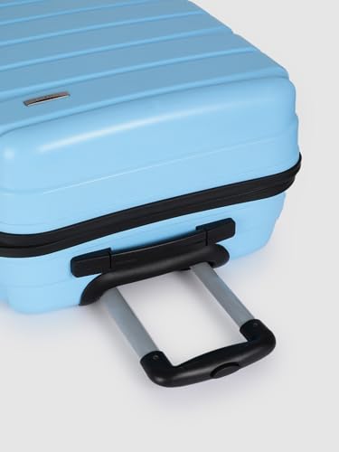 Image of TEAKWOOD LEATHERS Unisex 8 Wheels Trolley Bag, Hard Cabin with Zipper Closure, Adjustable Push Button & Cross Side Strap, Lock System 360 Degree (65 CM, Sky Blue)