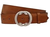 AnnaMatoni Ceinture en cuir de vachette souple pour femme   Épaisseur : 3 mm   Avec fermoir en argent   Largeur : 4 cm, Marron 640, TW90   105cm Gesamtlänge