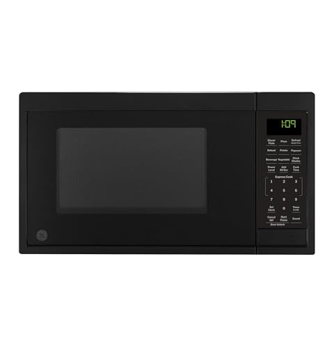 Image of GE Countertop Microwave Oven, Compact 0.9 Cubic Ft., 900-watt Capacity, 7 Auto Cooking Settings, Child-Lock Technology, Kitchen Essentials for the Countertop, Dorm Room or Apartment, Black