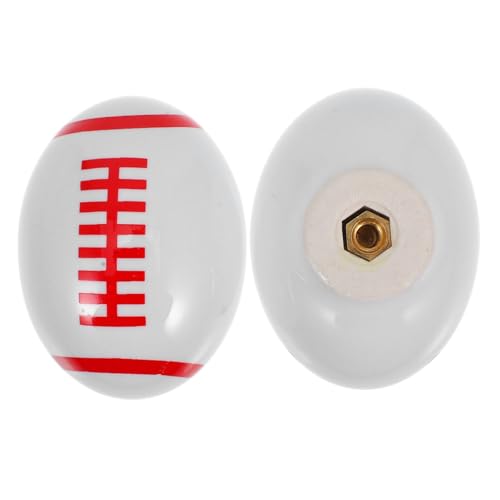IWOWHERO Rugby Sports Ball Ceramic Knobs Adorable Drawer Pull Handles for Kids Rooms Easy Install Pull Handles for Kitchen Cabinets