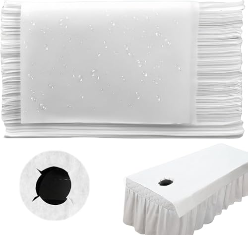 LEKEFETO Lot de 50 draps de lit jetables pour tables de massage, couverture pour lits de massage, tissu non tissé, housses de protection jetables pour spa et...