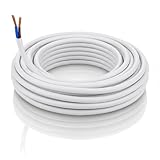 LampStation 2 Core 0.75mm 240V White Round Flex Cable 3182Y - Flexible PVC Stranded Copper Wire for Lamps, Lighting & Small Appliances - BASEC Approved - 20 Metres