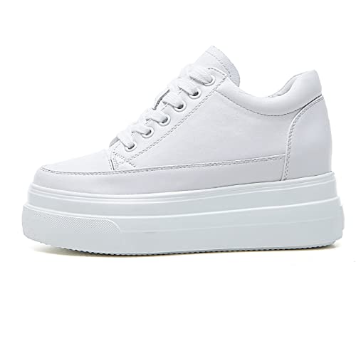 Julymens Women's Platform Lace-Up Sneakers Hidden Wedge Heel Faux Leather Casual Sports Shoes2
