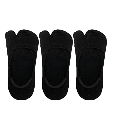 Women Tabi No Show Socks, Non Slip Flip Flop Socks Low Cut Japanese Tabi Toe Socks, 3 Pairs3