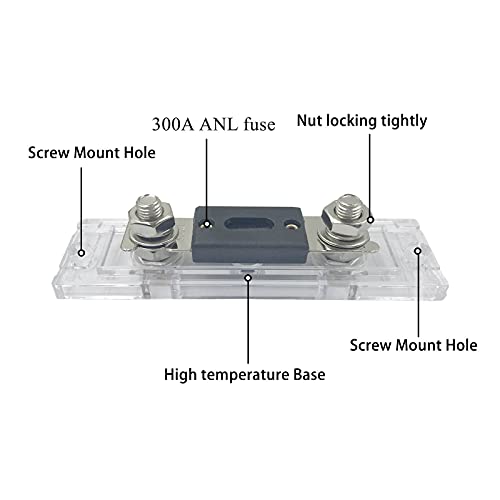 Zbsjaku 300A Inline Anl Fuse Holder, 0/2/4/8 Gauge Awg Anl Fuse Block Holder With 300 Amp Anl Fuses For Car Audio Amplifier (2 Pack) #TOP2