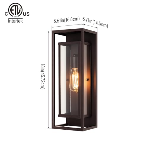 Image of mirrea 18 inch Modern Outdoor Porch Wall Light, Oil Rubbed Bronze, 2 Pack