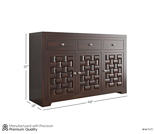 Image of Solid Sheesham Wood Cabinets & Sideboards for Living Room Bedroom (Reveka, Walnut Finish)