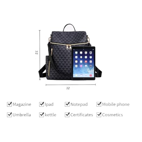 Image of Backpack Purse for Women | Women's Stylish Geometric Triangle Backpack | Convertible Shoulder Bag, Multi-Compartment, Spacious & Durable, Perfect for College, Work, Travel